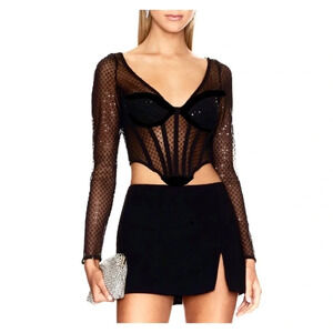 Sincerely Jules NWT Black Sheer Long Sleeve Bustier
